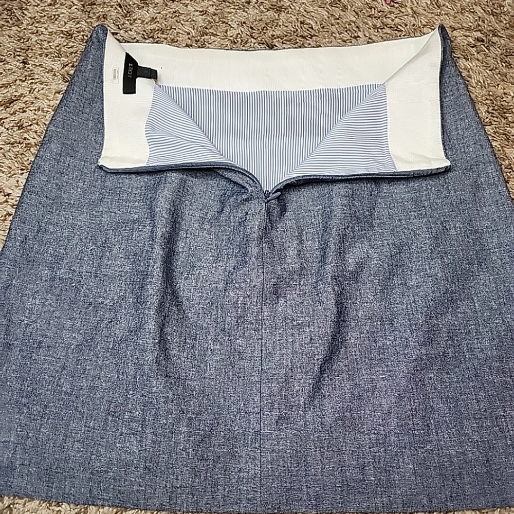 J. Crew Scalloped Front A Line Wrap Mini Skirt Cotton Button Blue Size 0 - Picture 6 of 9